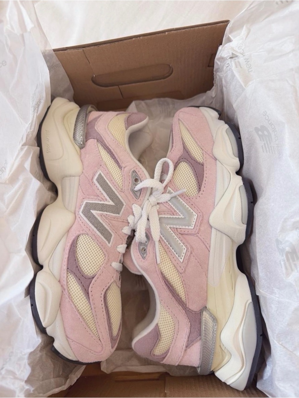 New Balance Women's Pink & Cream Mesh Suede Sneakers - Picture 6 of 8